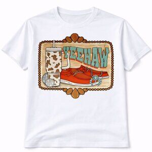 Yee Haw Western Custom Graphic T Shirt Trendy Boutique Style Tee Womens White